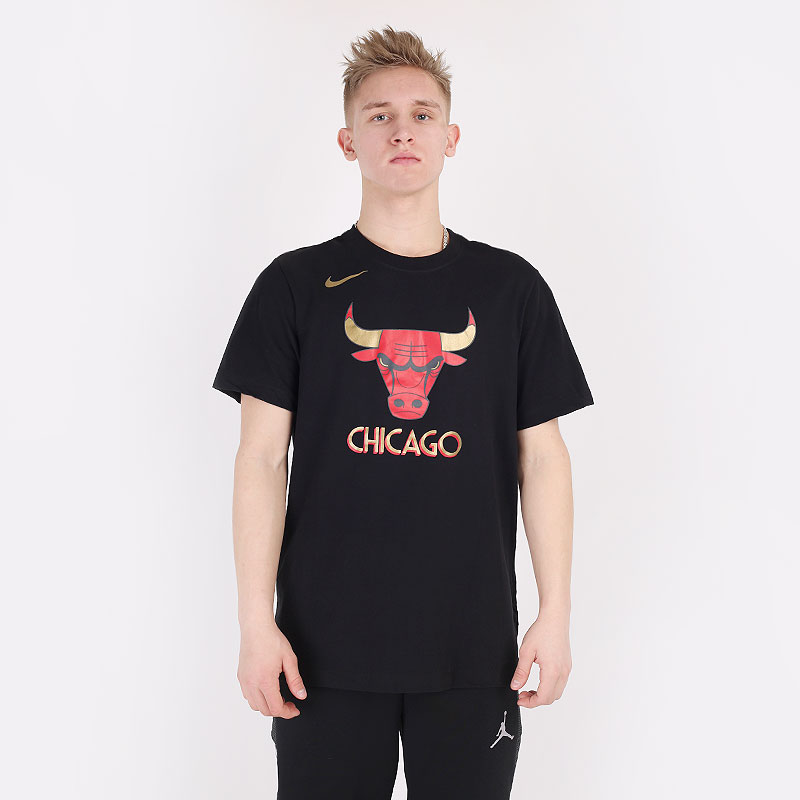 мужская черная футболка Nike NBA Dri-FIT Chicago Bulls Logo Tee CT9440-010 - цена, описание, фото 3
